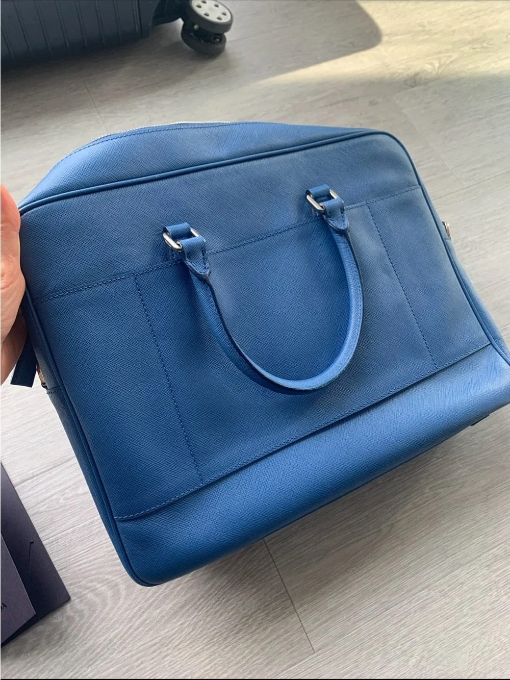 Prada Blue Saffiano Laptop briefcase